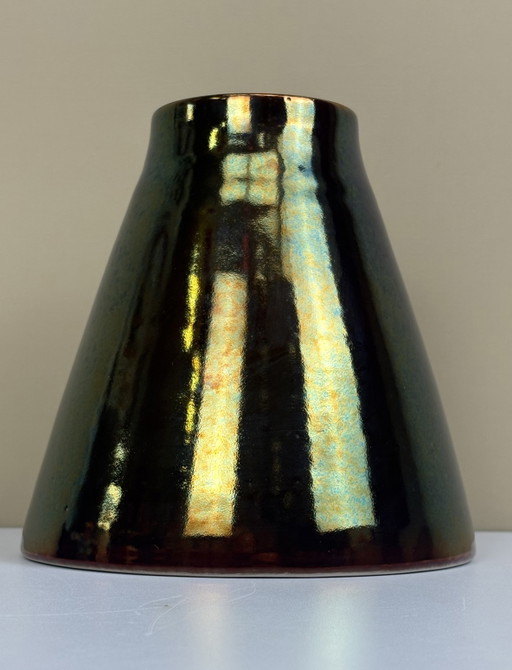 Large Iridescent Mobach Ceramic Vase Gold Green Kasper Design – vazen