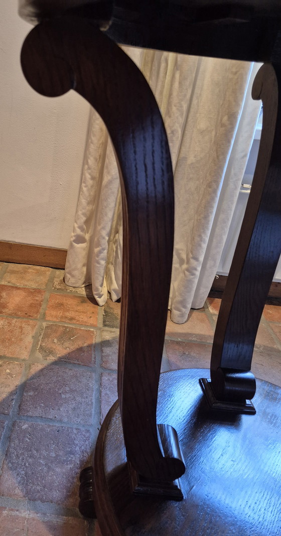 Image 1 of Runder Säulentisch der Amsterdamer Schule, Guéridon, Art déco, 80 cm hoch. Teetisch, Weintisch, Präsentationstisch