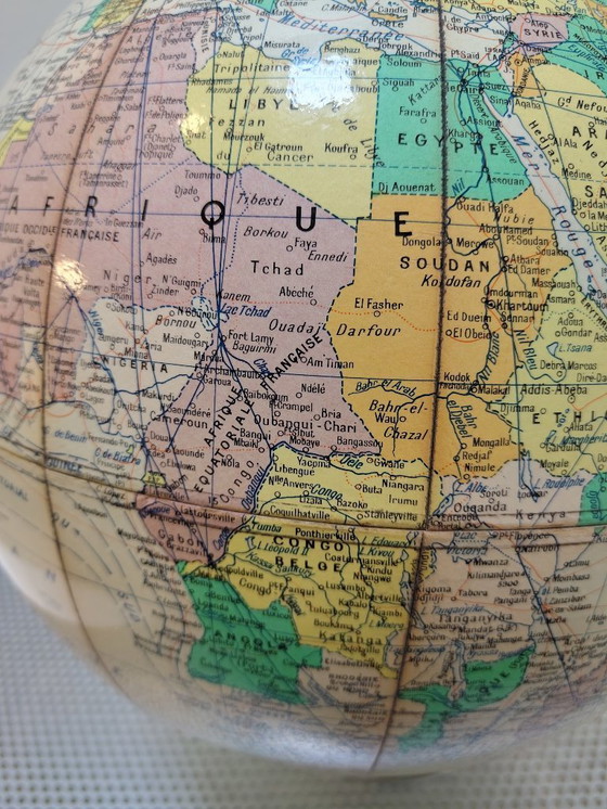 Image 1 of Mappamondo educativo vintage Girard, Barrère & Thomas – 1957 – Gioiello storico e decorativo