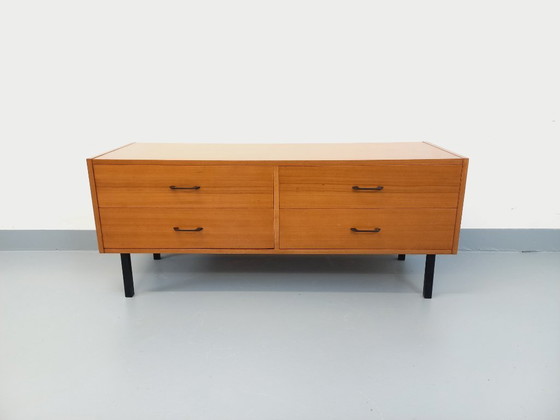 Image 1 of Small vintage modernist style sideboard in teak and metal from the 1960s