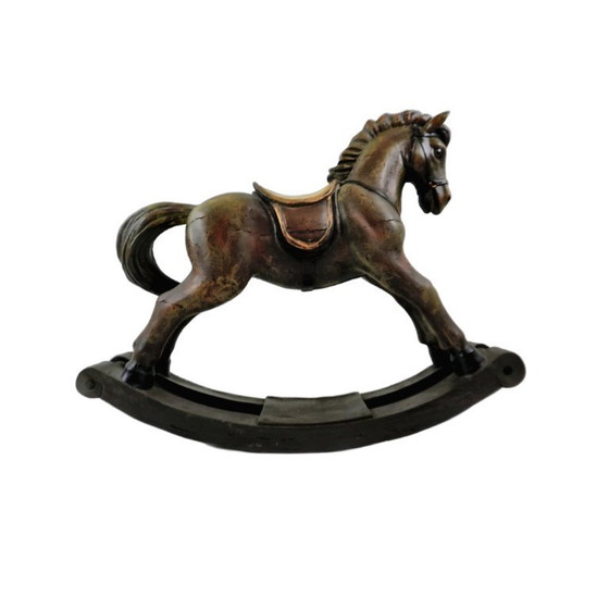 Image 1 of Stoer Houten Schommelpaard – Retro / Vintage Decoratie