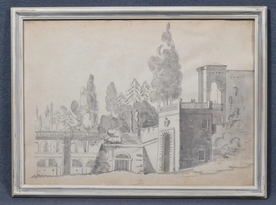 Frühes 19. Jahrhundert Constant Bourgeois Du Castelet (1767–1841) Paar Tuschezeichnungen — Ansichten von (photo 8 of 17)