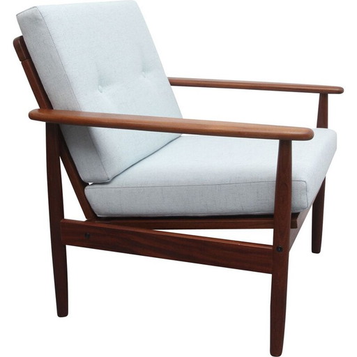 Poltrona vintage in teak grigio-blu anni '60