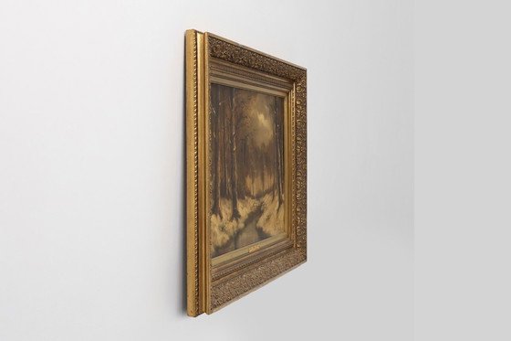 Image 1 of Ölgemälde „Winter in Flandern“ des niederländischen Künstlers Henri Wouters (1866-1935)