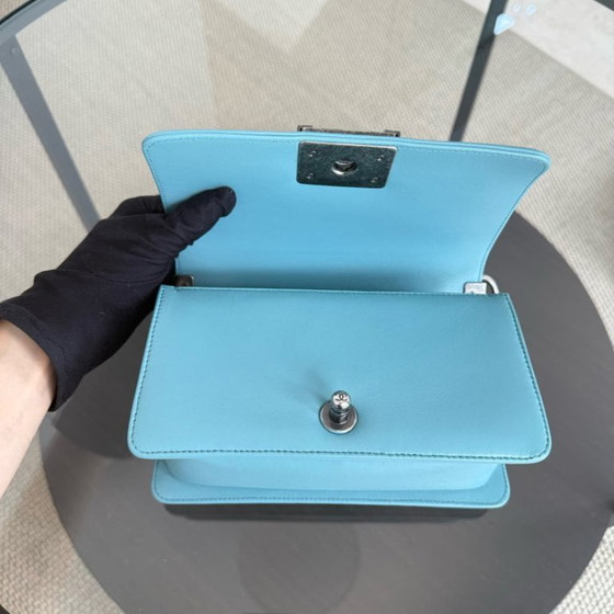 Image 1 of Chanel Boy Small - 20CM Stingray Tiffany Blue Silver Hardware Series 22