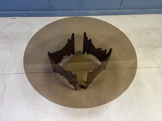 Vintage Bronze Brutalist Coffee Table, 1970s – Glass (photo 9 of 10)