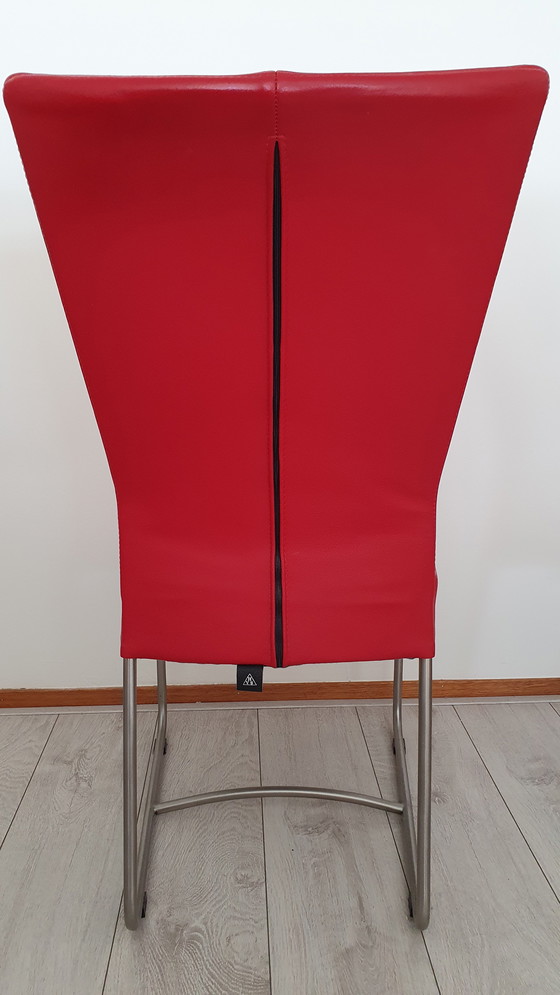 Image 1 of 4 sedie da pranzo in pelle rossa HVS