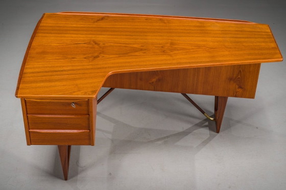 Image 1 of  Mid-Century Boomerang Desk in Teak by Peter Løvig Nielsen, Denmark, 1960s