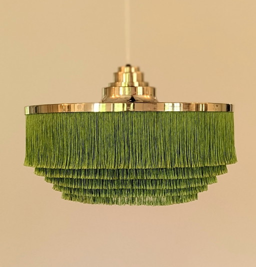 Hans-Agne Jakobsson T-603 brass pendant lamp with green fringes