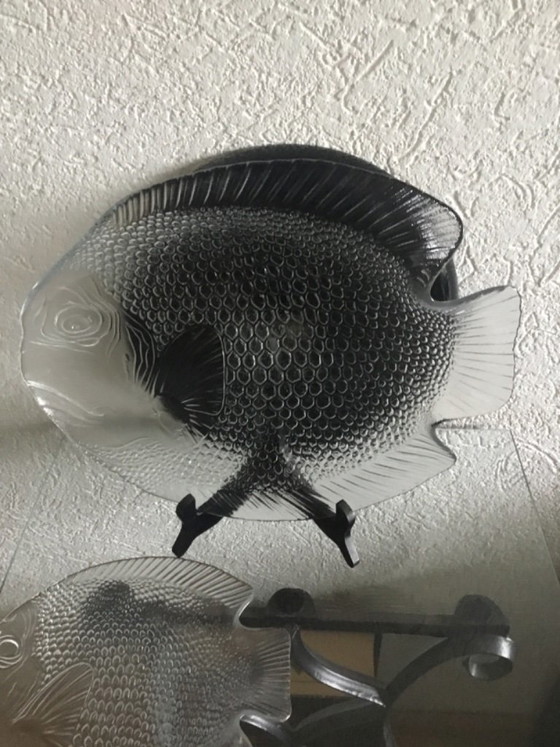 Transparent Glass Fish Dish Set, Arcoroc France, Table accessories, Vintage (photo 6 of 7)