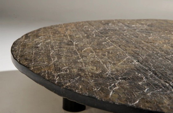 Brutalist Vintage Stenen Salontafel – Stone, Metal (photo 4 of 5)