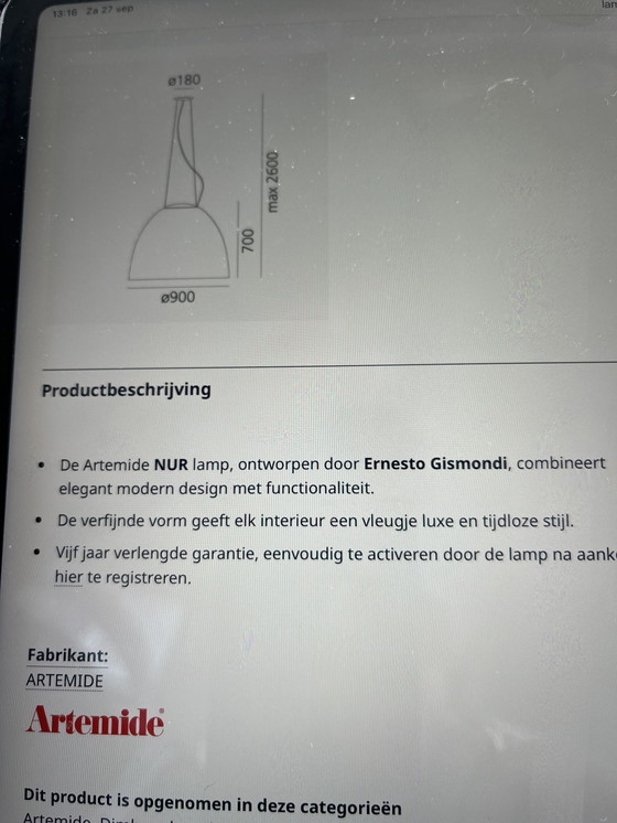Image 1 of Lámpara colgante LED regulable Artemis A243210, diámetro 90 cm