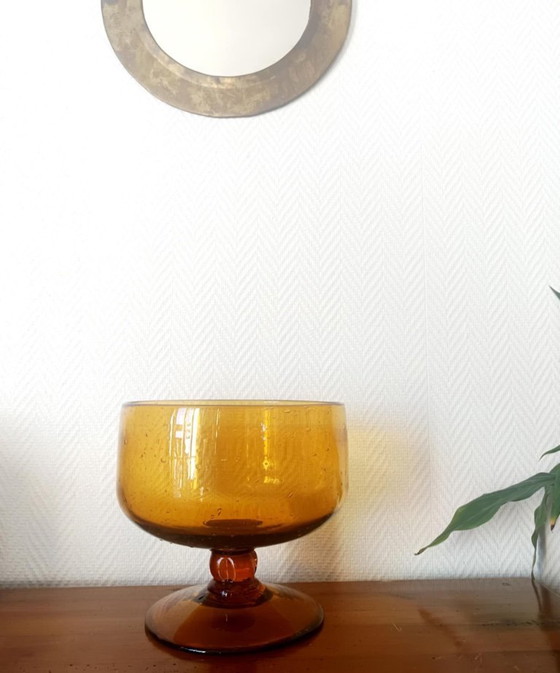 Image 1 of Cuenco central grande de vidrio burbujeado Biot, 25 cm