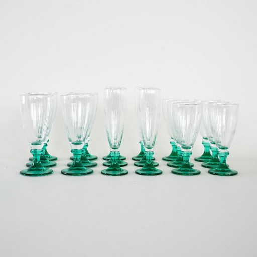 Set di bicchieri da vino e champagne, anni '70, made in Italy