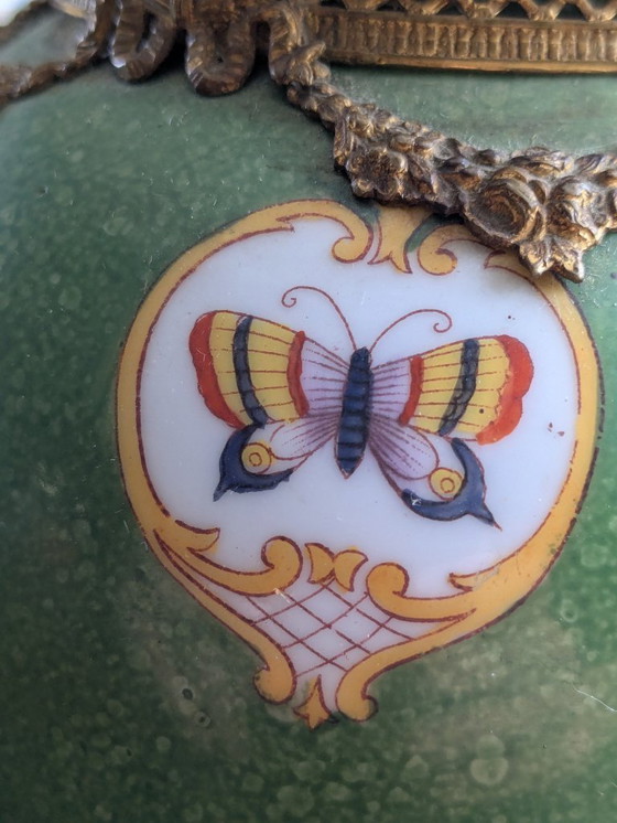 Image 1 of Rare lampe de table vintage Mid Century | Porcelaine & Abat-jour en tissu | Lampe de chevet rétro des années 50/60