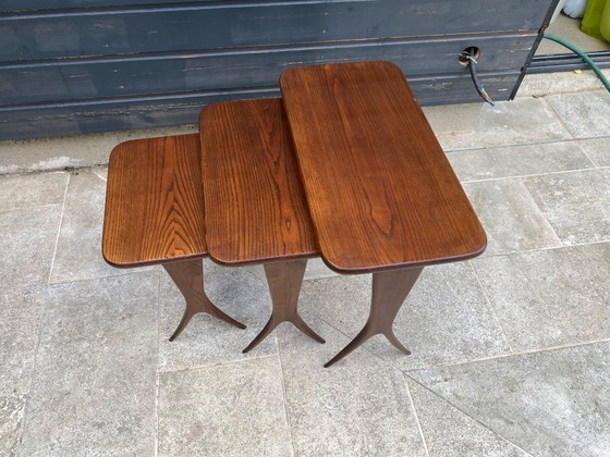 Image 1 of Set of 3 nesting tables by Raphaël Raffel Raphael Scandinavian style vintage 60s 1960