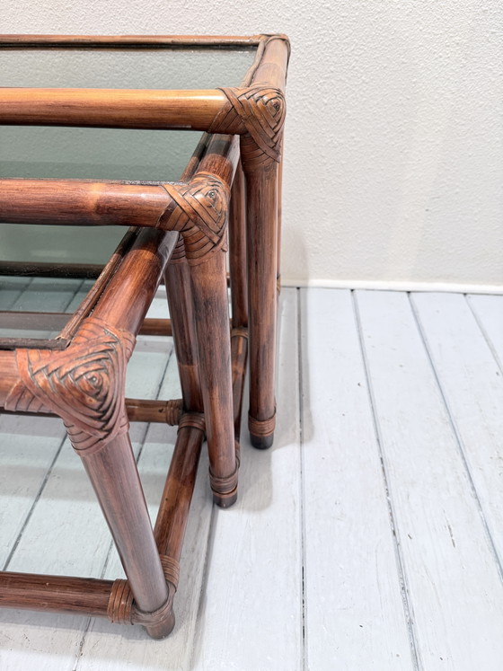 Vintage 70s Nesting Tables — Bamboo – Side tables (photo 7 of 9)