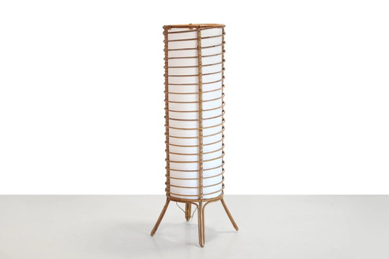 Lampada da terra vintage francese in rattan – Lampade da terra, Carta, Vimini, Mid Century Modern (photo 2 of 6)