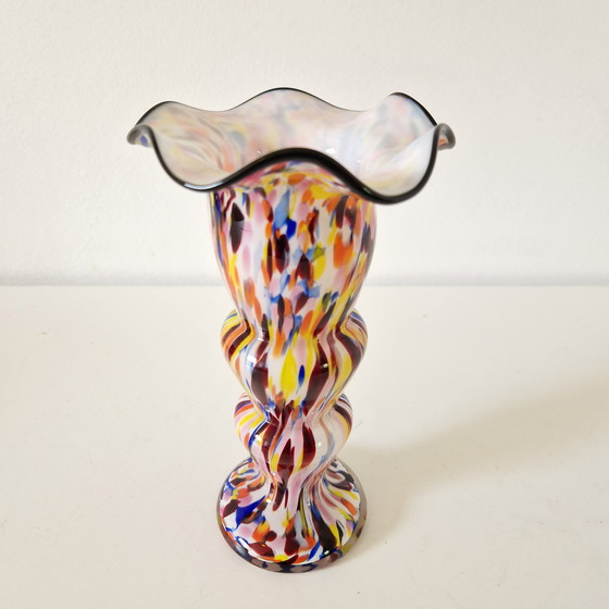 Image 1 of Murano Antique art deco glass vase Spatter glass