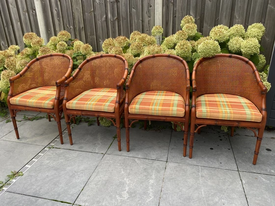 Image 1 of 4x Vintage Giorgetti Faux Bamboo Chairs