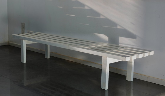 Image 1 of Panca vintage, design olandese, metallo, bianco, anni '70