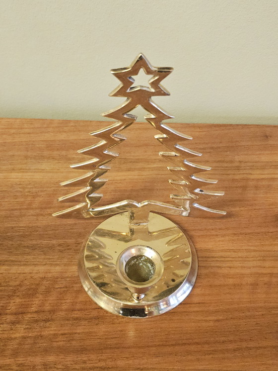 Image 1 of Portacandele ad albero di Natale vintage in ottone