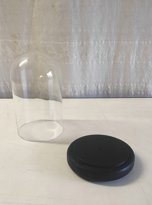 Globe en verre et socle en bois noir - mid. XXeme 