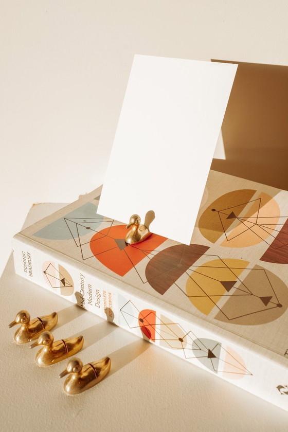 Image 1 of 4x Brass vintage name card holders ducks