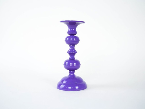 Image 1 of Purple metal candlestick, Danish design, 1970s, made in Denmark