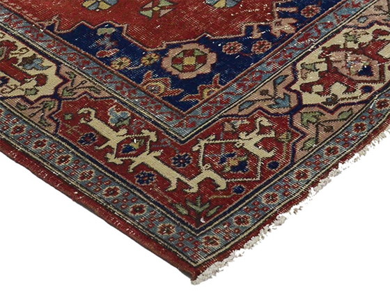 Tappeto turco vintage Oushak 218 × 131 cm – Tappeto in lana con medaglione color terracotta – Tappeti, Wool (photo 7 of 10)