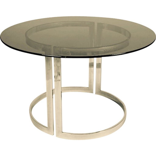 Runder Vintage-Tisch aus Glas und Chromstahl von Vittorio Introini für Saporiti, Italien 1970