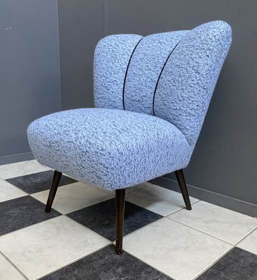 Blauwe wollen cocktail stoel 1960S