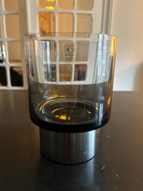 Image 1 of smoked glass candlestick by Boussu, 1970