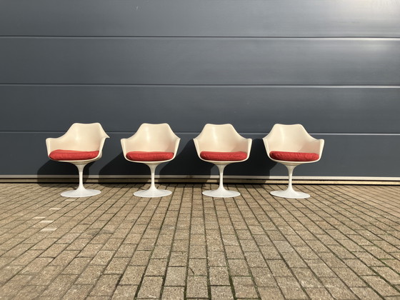 Image 1 of 4X Original Knoll Tulip Drehstühle mit Armlehnen Eero Saarinen