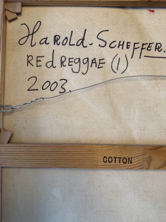 Image 1 of Harold Scheffer “ Red Reggae 1 “   70x70 cm. 