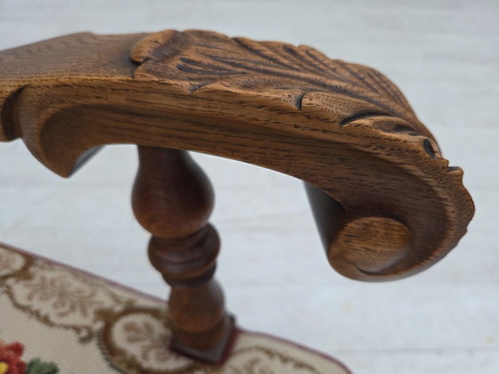 Image 1 of Poltrona danese con schienale alto, anni '50, tessuto di lana intrecciato, velluto rosso per mobili, legno di frassino.