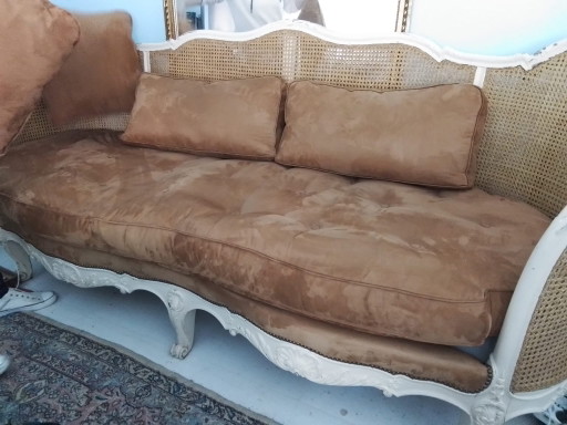 ✨ Impresionante sofá de mimbre estilo Luis XV ✨ – banken, Rattan, Velvet