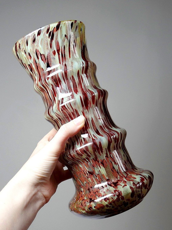 Image 1 of Vase Verre Moucheté Aventurine Copper Inclusions Art Deco Style Legras