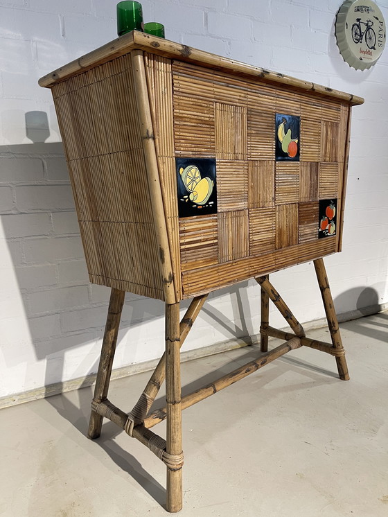 Image 1 of Vintage bamboe bar retro barkruk 