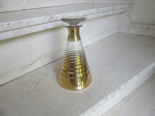 Caraffa/decanter in vetro Boom, trasparente, color oro, stile art déco, ref. 110726
