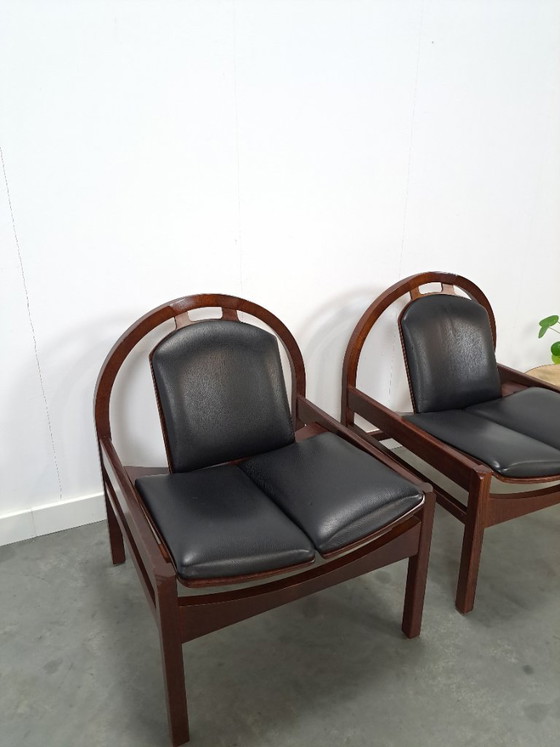 Image 1 of Ensemble de fauteuils en cuir noir Argos, Baumann France