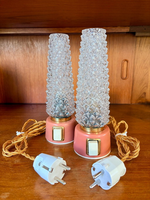 Lot de 2 lampes de chevet vintage mid-century – Gebr. Mölle / GuRO (années 60) – Entièrement restaurées