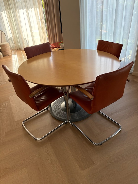 Tavolo da pranzo Leolux (130 cm) con 4 sedie da pranzo Leolux – Set da pranzo, Pelle, Metallo (photo 2 of 11)
