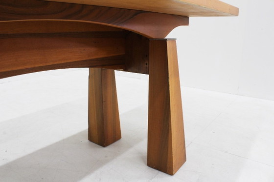 Vintage dining Table 1960s Italy, Eettafels, Hout, Bruin, 1970 (foto 4 van 9)