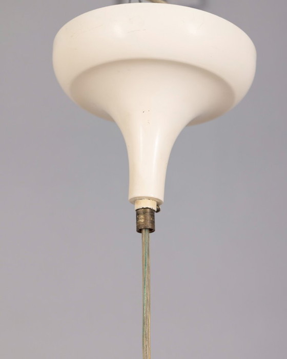 Image 1 of Vintage Italiaanse kroonluchter met gedecoreerde glazen lamp, jaren 80