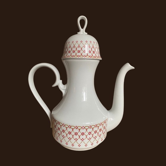 Image 1 of NOS Vintage Tognana Italian Porcelain Coffee Set - 14 Pcs - Red Geometric Design