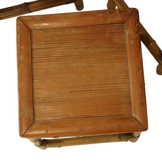 Image 1 of Bamboo and Rattan Side Tables Plant Tables Boho