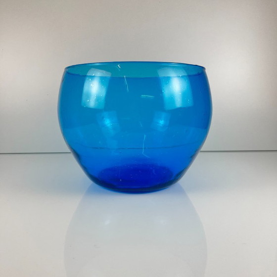 Image 1 of Punschset für 9 Personen, Biot-Stil, kobaltblaues, geblasenes Glas, 1970