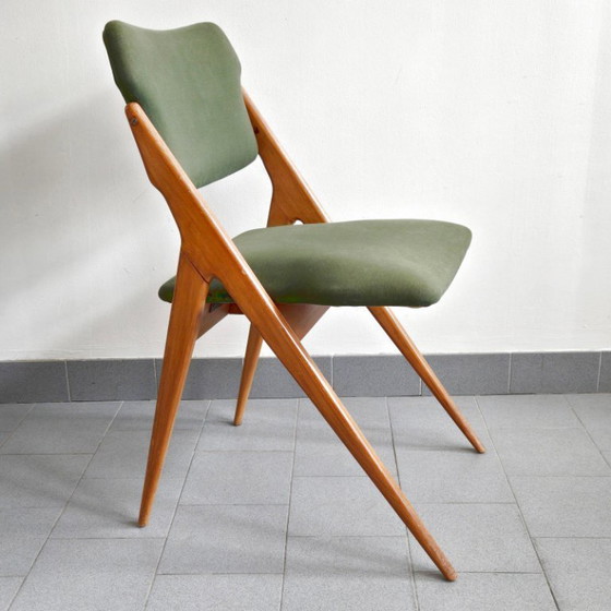 Image 1 of Vintage 1950s Chair with Compass Legs by Gerard Guermonprez, Godfrid Edition, 1950s