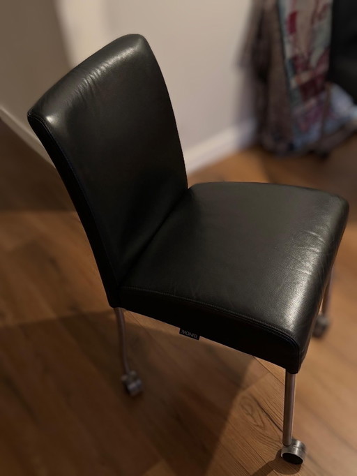 4x Montel dining chairs black leather